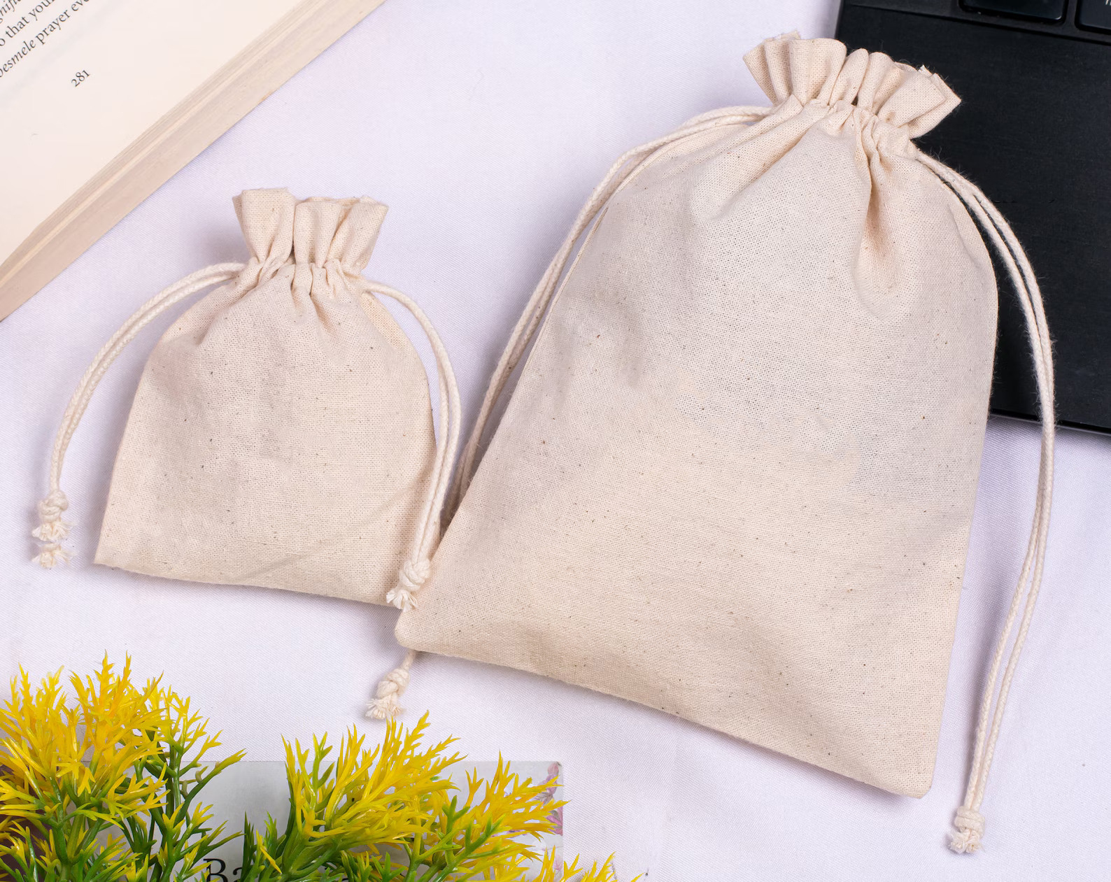 Organic Cotton Drawstring Bag — Eco-Friendly &amp; Customizable Pouch